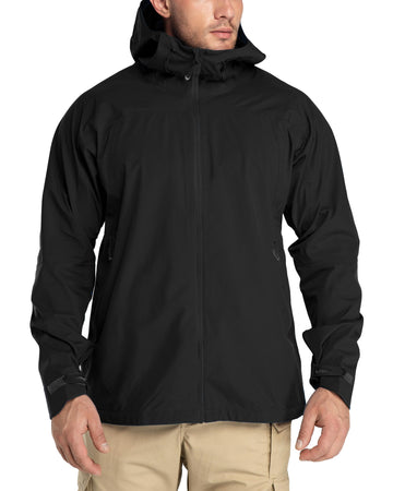 33,000ft Men’s 3-Layer Lightweight Waterproof Rain Jacket with Hood, Windbreaker Shells for Ski Hiking Golf Sailing Cycling